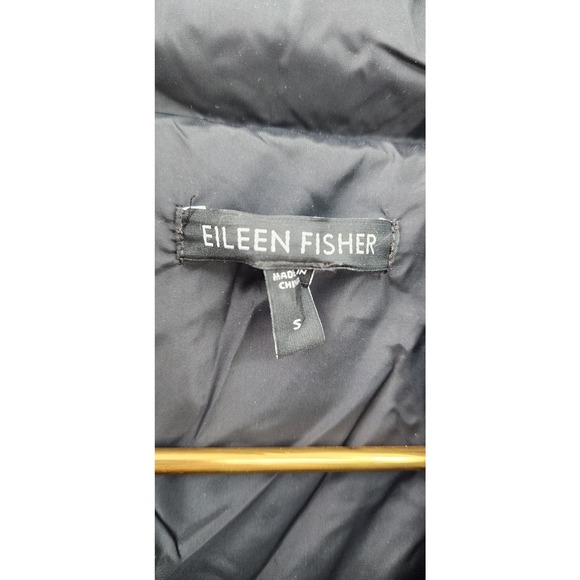 Eileen Fisher Goose Down Black Puffer Coat Small Oversized - Picture 10 of 14